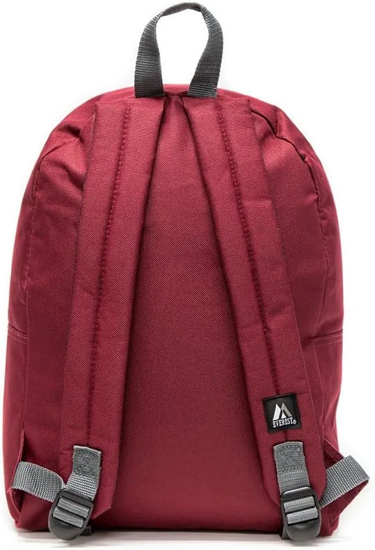 Everest Basic Color Block Backpack, Burgundy/Charcoal, One Size