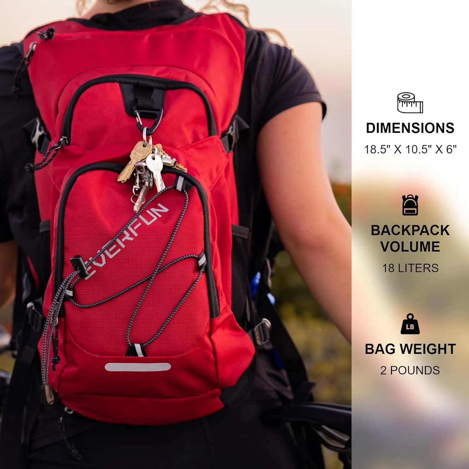 Everfun Hydration Backpack 18L with Water Bladder 2L/3L Hiking Water Backpack Women Men Hydration Pack Insulated Lightweight Day Hydropack with Storage for Hiking, Biking, Running, Festival