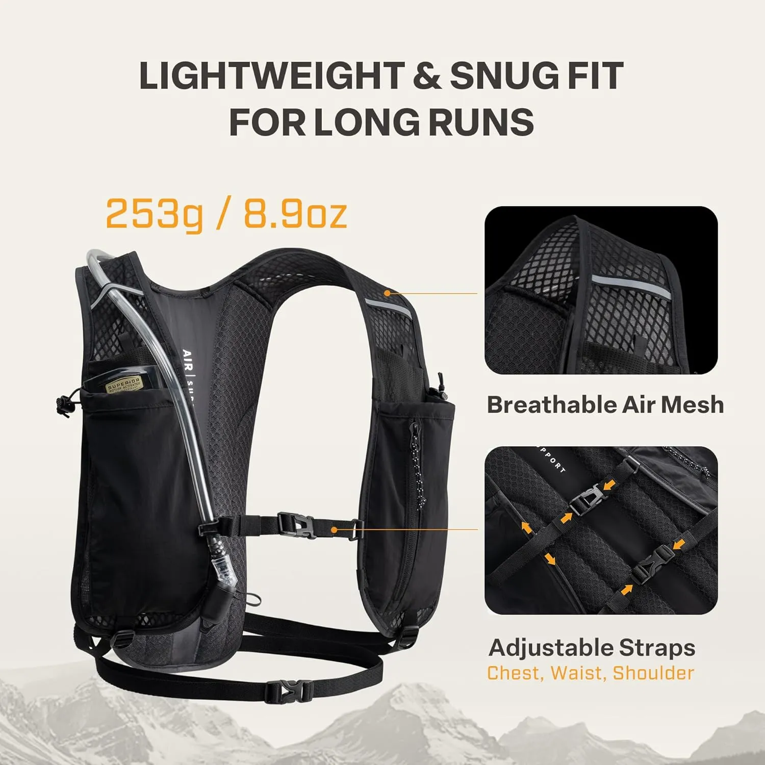 EVERFUN Hydration Backpack Running Vest Small Hiking Water Backpack with 1.5L Water Bladder for Women Men, Lightweight Dayhike Hydro Pack for Hiking, Trail Running, Bike Riding, Marathons