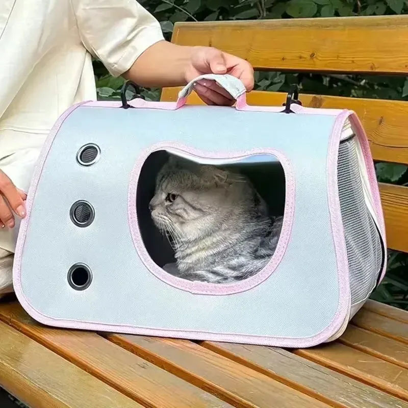 Expandable 3-in-1 Cat Carrier Bag Lightweight Foldable Handheld Tote with Privacy Cover for Small Cats Dogs Travel Accessories