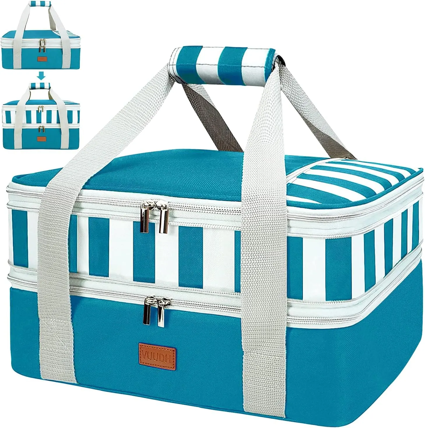 Expandable Casserole Carrier Bag - Double Decker Food Bag, Insulated Casserole Carrier for Hot or Cold Food, Lasagna Holder Tote for Picnics,Beaches,Traveling or Gifts