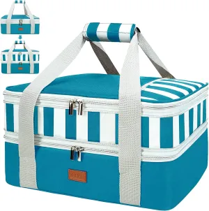 Expandable Casserole Carrier Bag - Double Decker Food Bag, Insulated Casserole Carrier for Hot or Cold Food, Lasagna Holder Tote for Picnics,Beaches,Traveling or Gifts