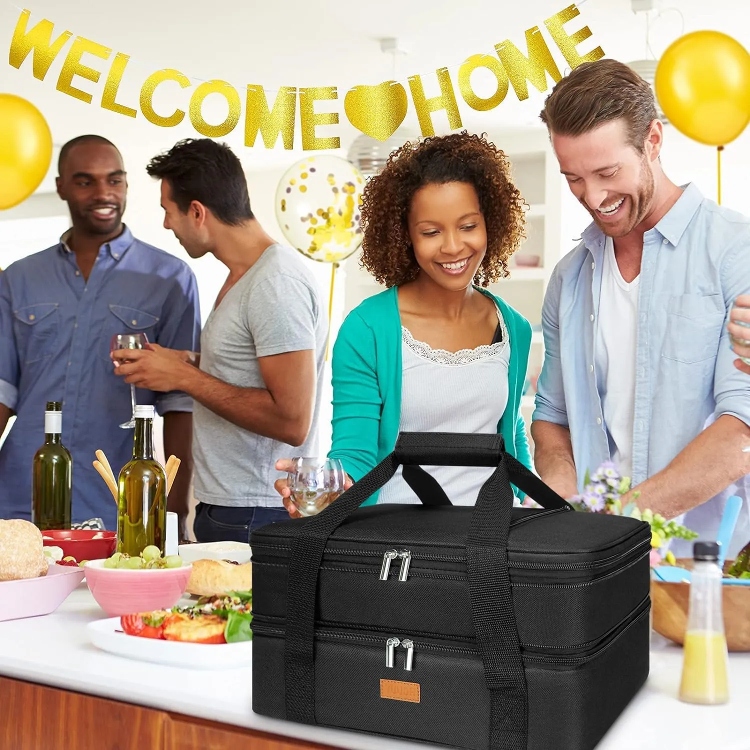 Expandable Casserole Carrier Bag - Double Decker Food Bag, Insulated Casserole Carrier for Hot or Cold Food, Lasagna Holder Tote for Picnics,Beaches,Traveling or Gifts