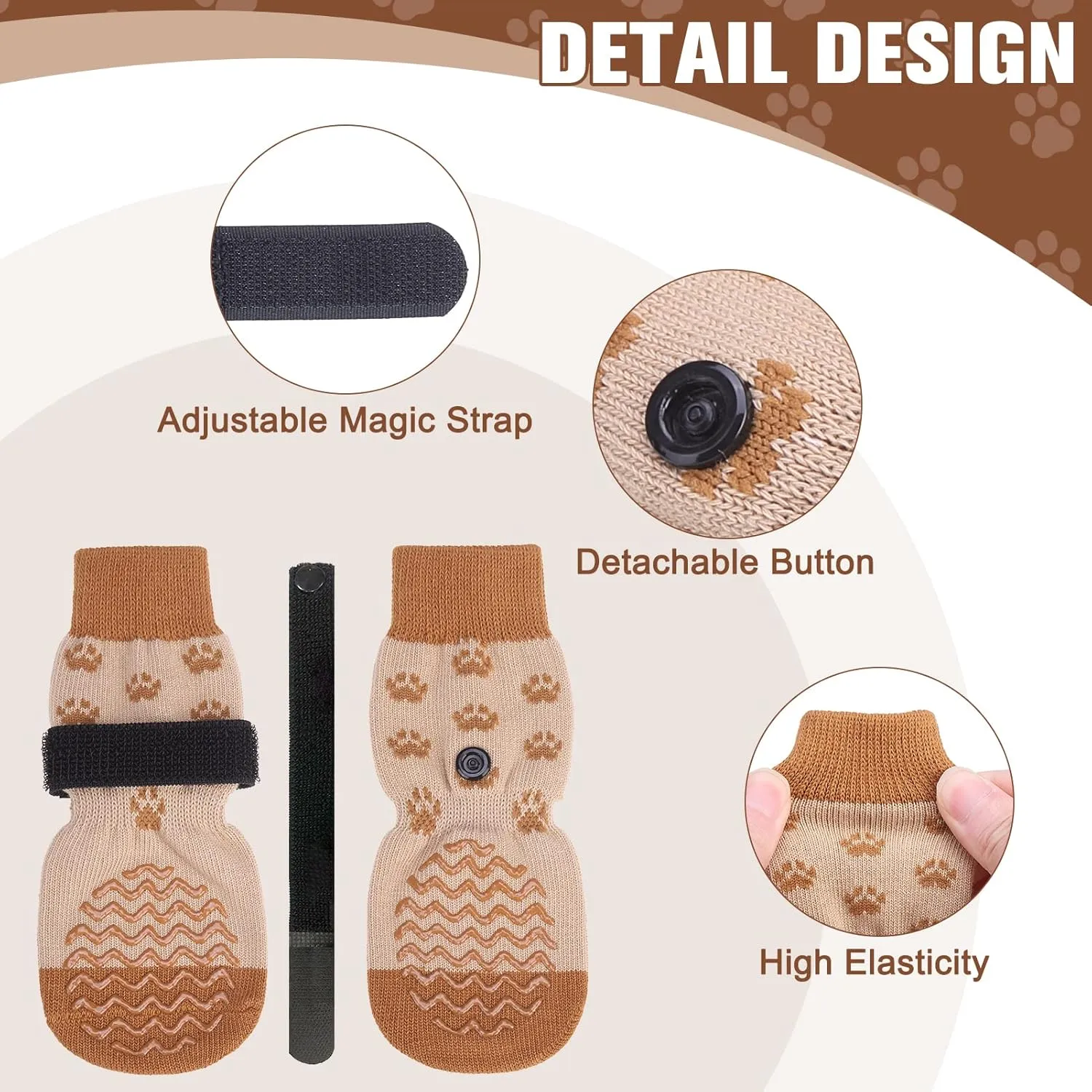 EXPAWLORER Anti Slip Dog Socks to Prevent Licking Paws,Winter Dog Boots & Paw Protectors,Dog Booties for Hardwood Floors with Grippers,Dog Shoes for Hot/Cold Pavement Small Medium Large Senior Dog