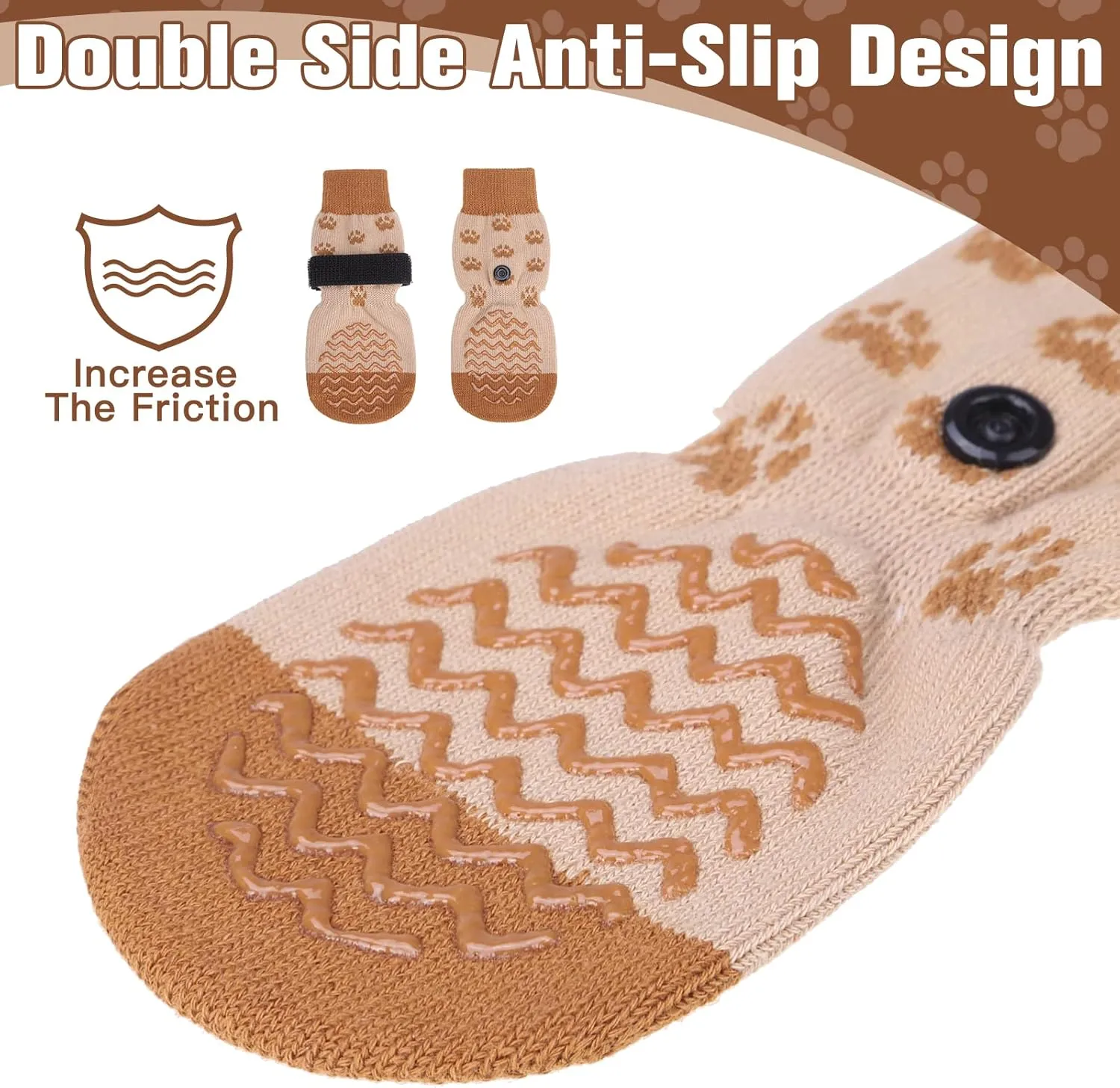 EXPAWLORER Anti Slip Dog Socks to Prevent Licking Paws,Winter Dog Boots & Paw Protectors,Dog Booties for Hardwood Floors with Grippers,Dog Shoes for Hot/Cold Pavement Small Medium Large Senior Dog