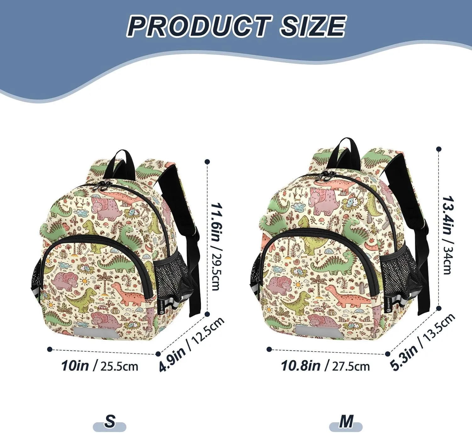 Extinct Animals Cute Cartoon Preschool Backpack Dinosaur Daycare Bookbag School Backpack with Traction Rope for Kids 3-6