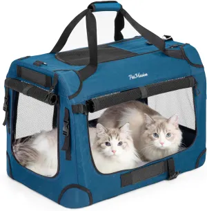 Extra Large Cat Carrier for 2 Cats, Collapsible Soft Sided Pet XL Crate for Large Mudium Big Cat 20lbs , Car Travel Portable Bag for Long Trips Ride 24"x16.5"x16.5"
