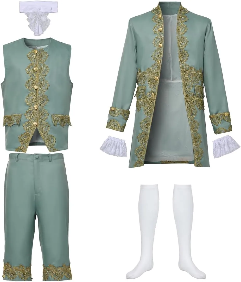 FAD-4U Mens Victorian Costume Suit Medieval Rococo Court Style Prince Cosplay Outfit Set