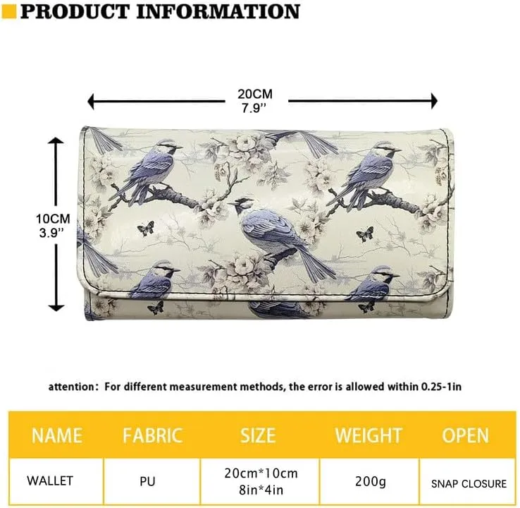 Fall Maple Leaves Leather Trifold Wallet for Women Orange Falling Leaf Print Magnet Buckle Card Holder Purse, Autumn Style Long Slim Wallet Zipper Money Manager