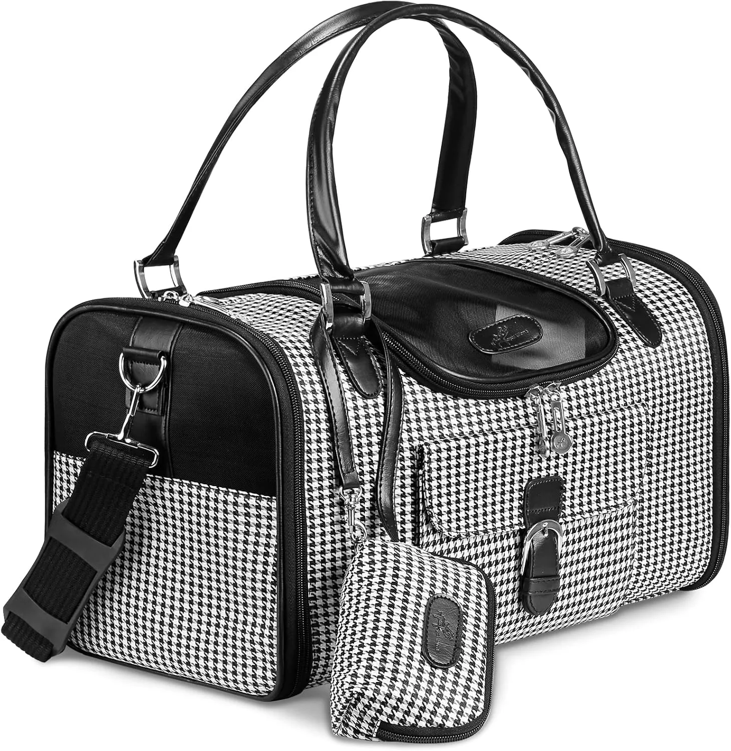 Fashion Pet Carrier, Small Dog Carrier Purse, Cat Carrier, Quality High-Grade Woven Cloth Dog Purse, Collapsible Portable Pet Carrying Handbag with Shoulder Strap for Travel Walking Hiking
