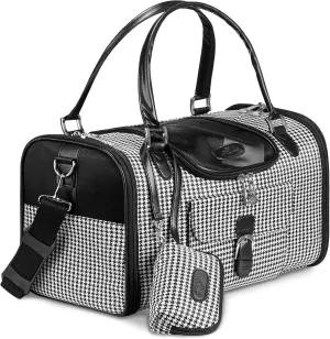 Fashion Pet Carrier, Small Dog Carrier Purse, Cat Carrier, Quality High-Grade Woven Cloth Dog Purse, Collapsible Portable Pet Carrying Handbag with Shoulder Strap for Travel Walking Hiking