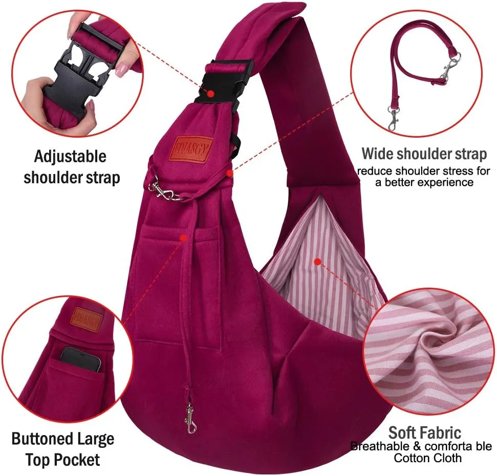 FDJASGY Small Dog Sling Cat Carrier Adjustable Strap Hands Free Reversible Pet Puppy Travel Bag Backpack for Outdoor Travel