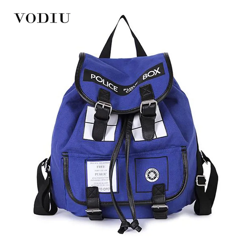 Female Tardis Bags Backpack Girls Ending soon Teenage Men Customer favorite For Canvas Dr.Who Male Laptop Backpack Drawstring Schoolbag Women Buckle Backpacks