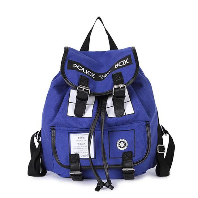 Female Tardis Bags Backpack Girls Ending soon Teenage Men Customer favorite For Canvas Dr.Who Male Laptop Backpack Drawstring Schoolbag Women Buckle Backpacks