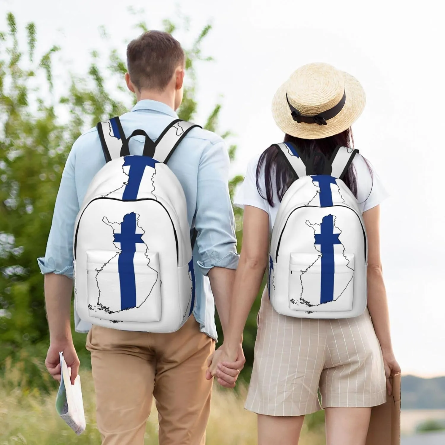 Finnish Flag Map print Large Laptop Backpack for Women, Work Business Backpacks College Bookbag for School