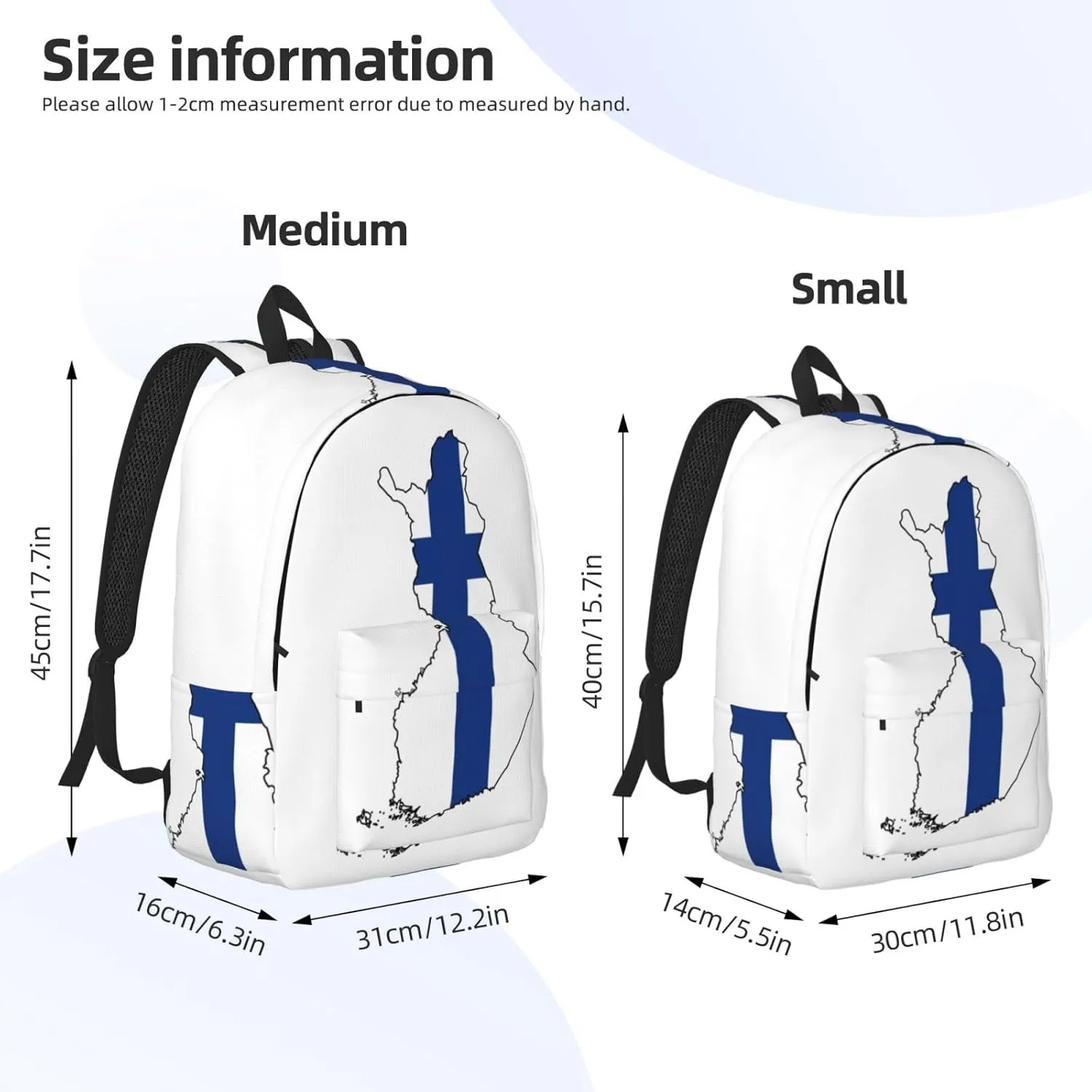 Finnish Flag Map print Large Laptop Backpack for Women, Work Business Backpacks College Bookbag for School