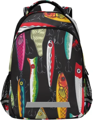 Fishing Lures Printing Backpack for Student Kids Rucksack Boys Girls School Bag Travel Daypack