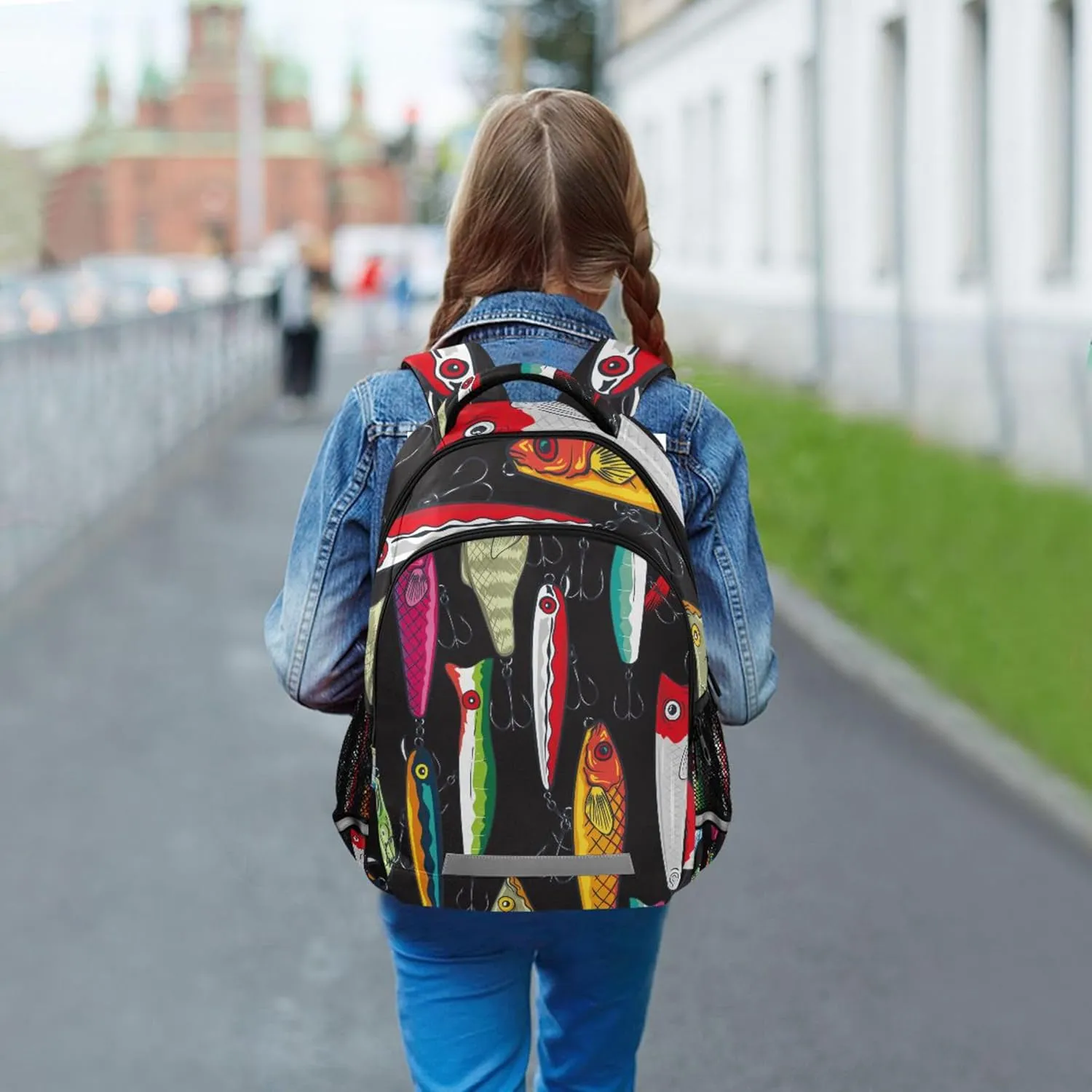 Fishing Lures Printing Backpack for Student Kids Rucksack Boys Girls School Bag Travel Daypack