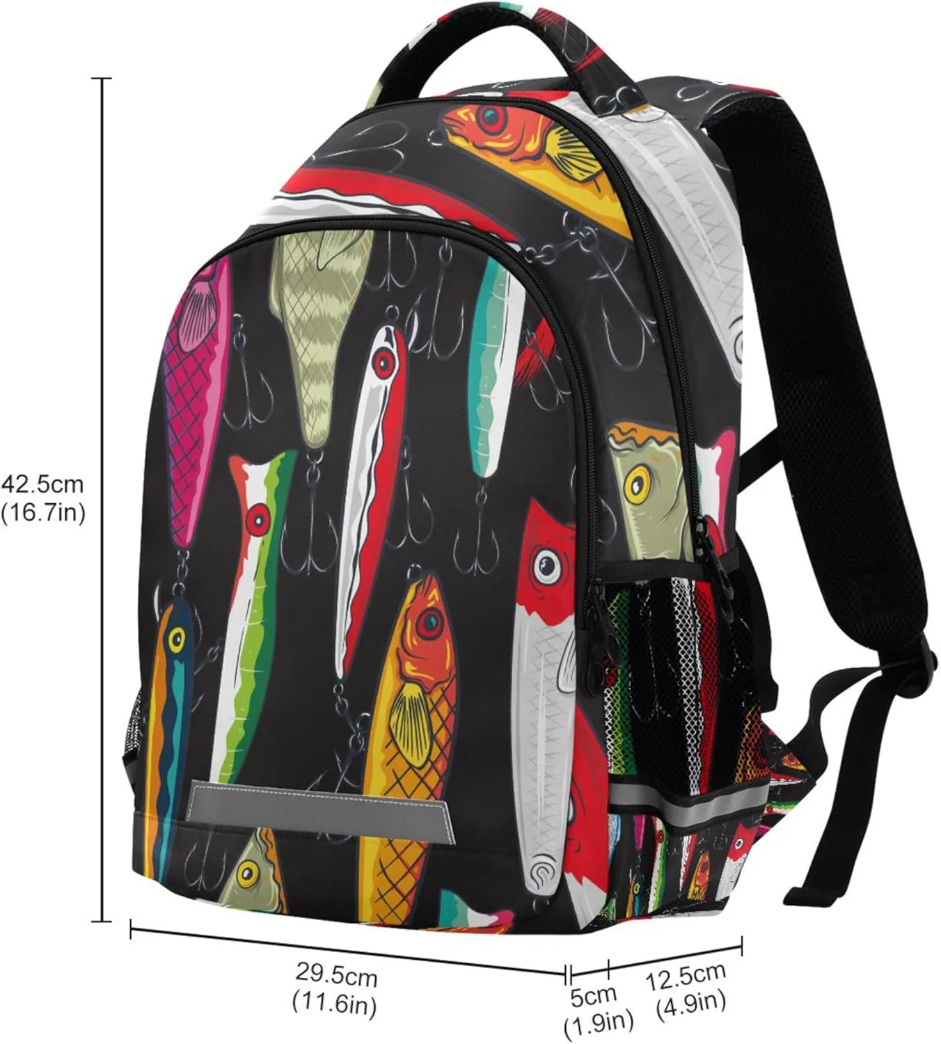 Fishing Lures Printing Backpack for Student Kids Rucksack Boys Girls School Bag Travel Daypack