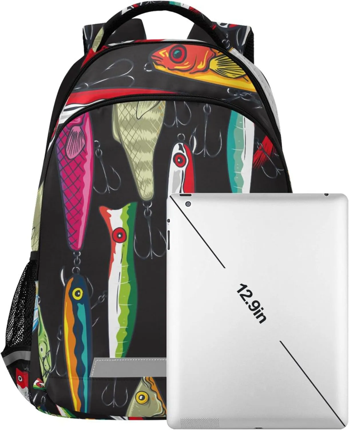 Fishing Lures Printing Backpack for Student Kids Rucksack Boys Girls School Bag Travel Daypack