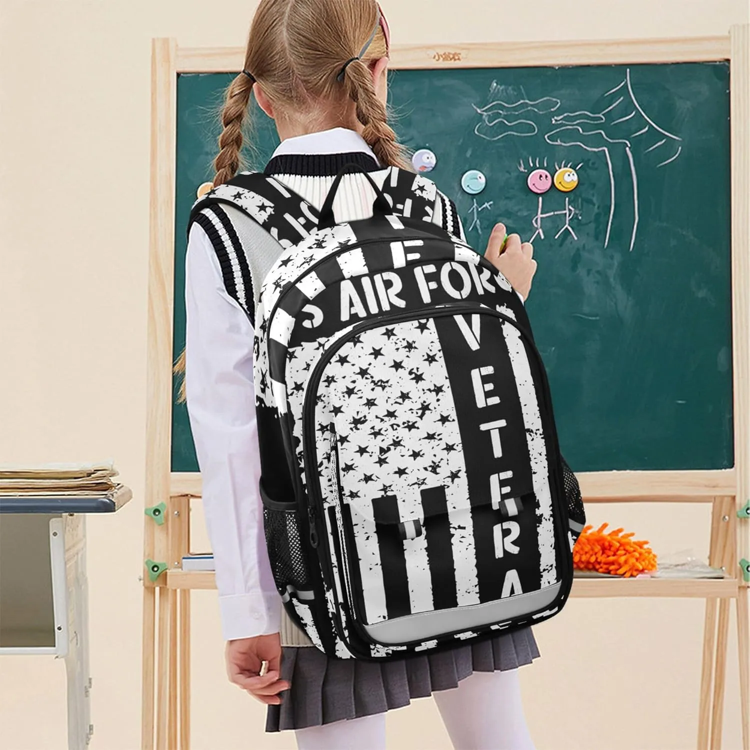 Fisyme American Flag Air Force School Backpack Laptop Backpack Bags Bookbag Travel Casual Computer Notebooks Daypack
