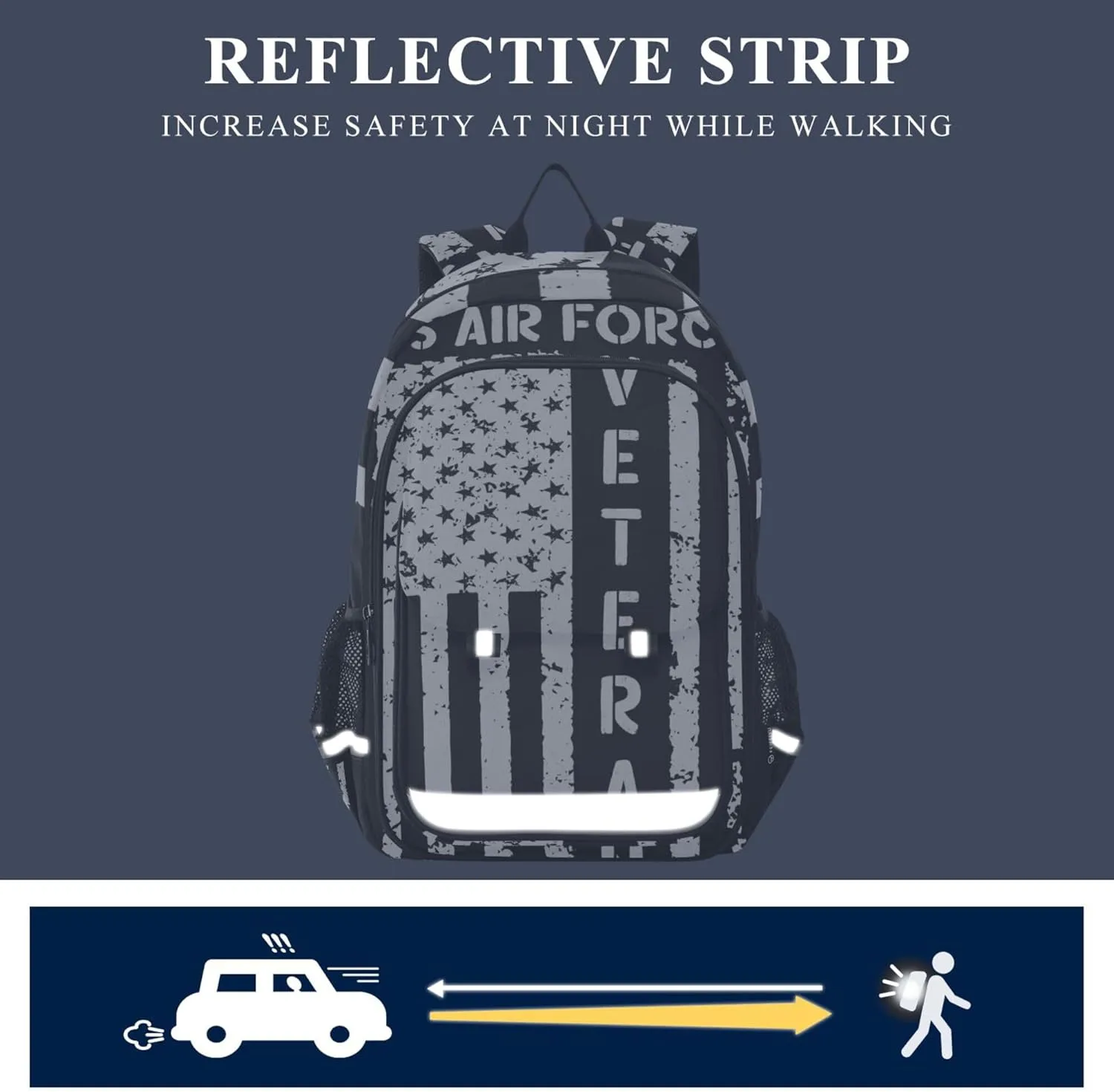 Fisyme American Flag Air Force School Backpack Laptop Backpack Bags Bookbag Travel Casual Computer Notebooks Daypack