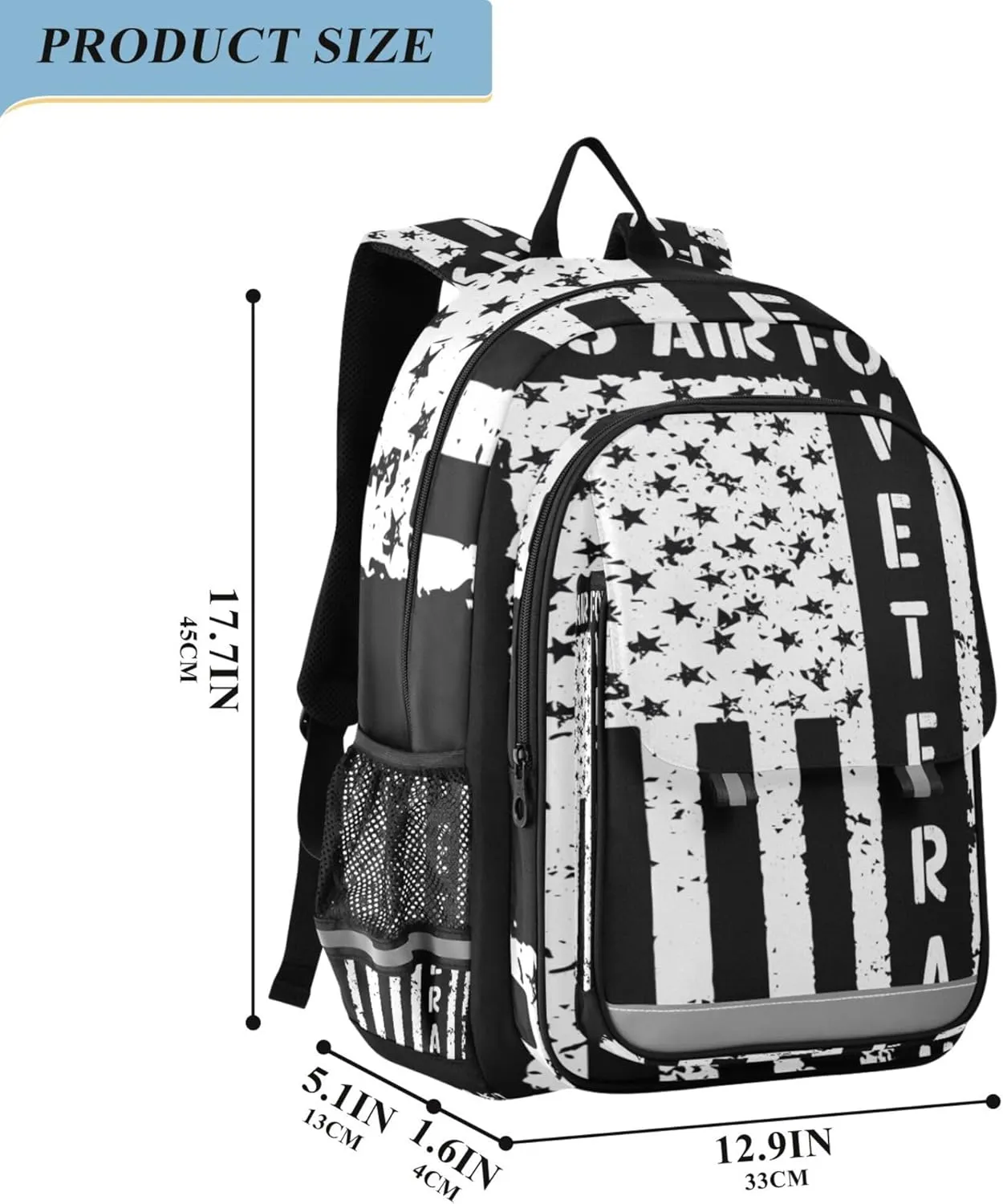 Fisyme American Flag Air Force School Backpack Laptop Backpack Bags Bookbag Travel Casual Computer Notebooks Daypack
