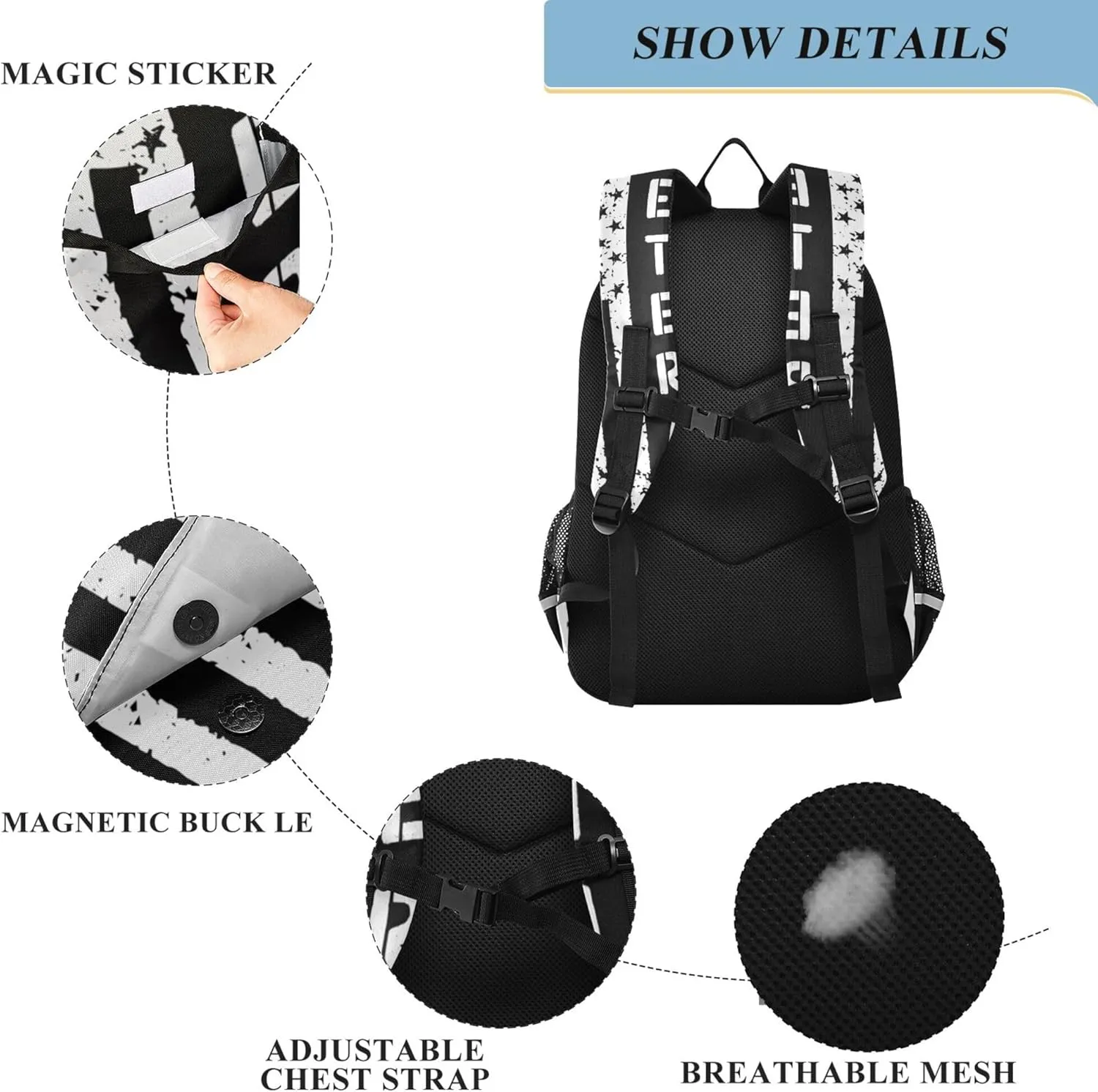 Fisyme American Flag Air Force School Backpack Laptop Backpack Bags Bookbag Travel Casual Computer Notebooks Daypack