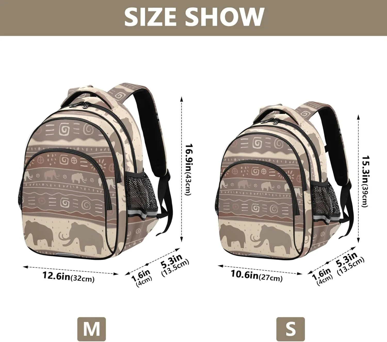 Fisyme Ancient Mammoth Elephant Backpack Laptop Back Pack Daycare Bag Bookbag Travel School Backpacks Small