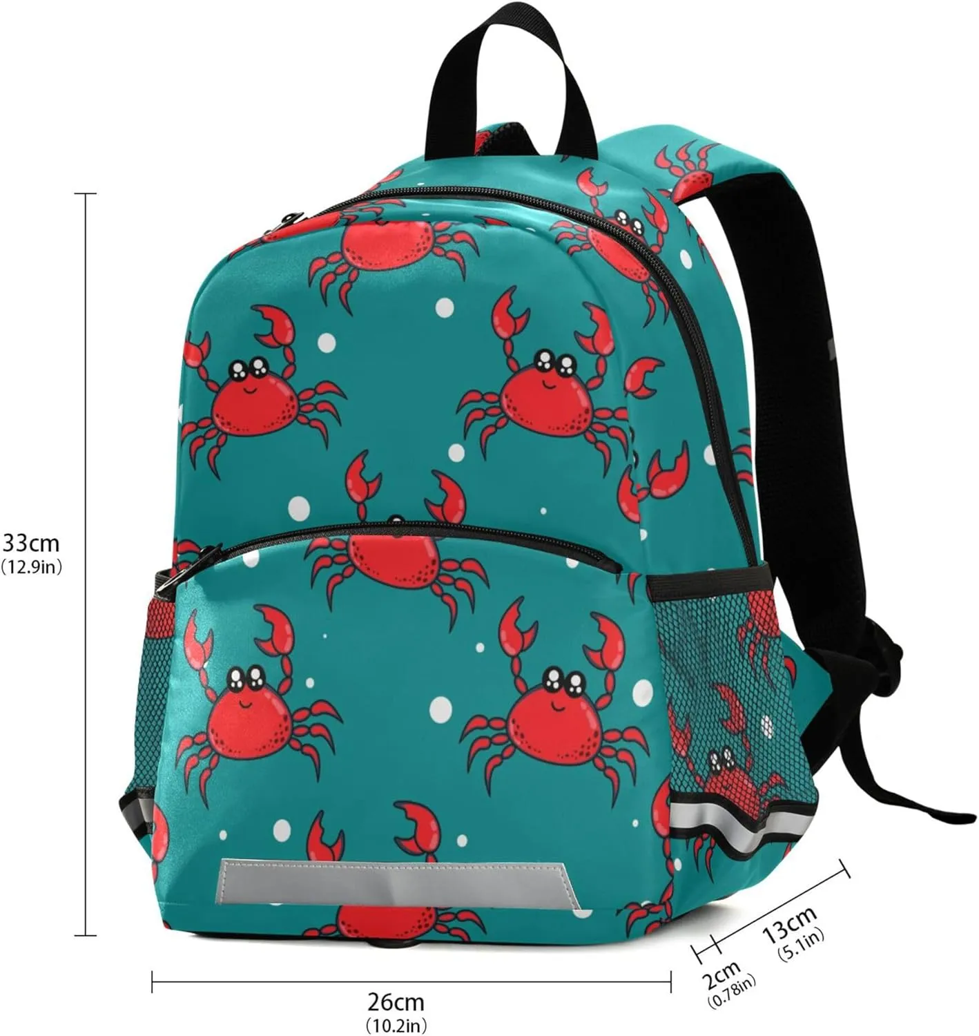 Fisyme Cute Crab Backpack Schoolbag Kids Daypack Toddler Travel School Bag Small Mini Backpacks for Kindergarten Preschool Nursery Boys Girls