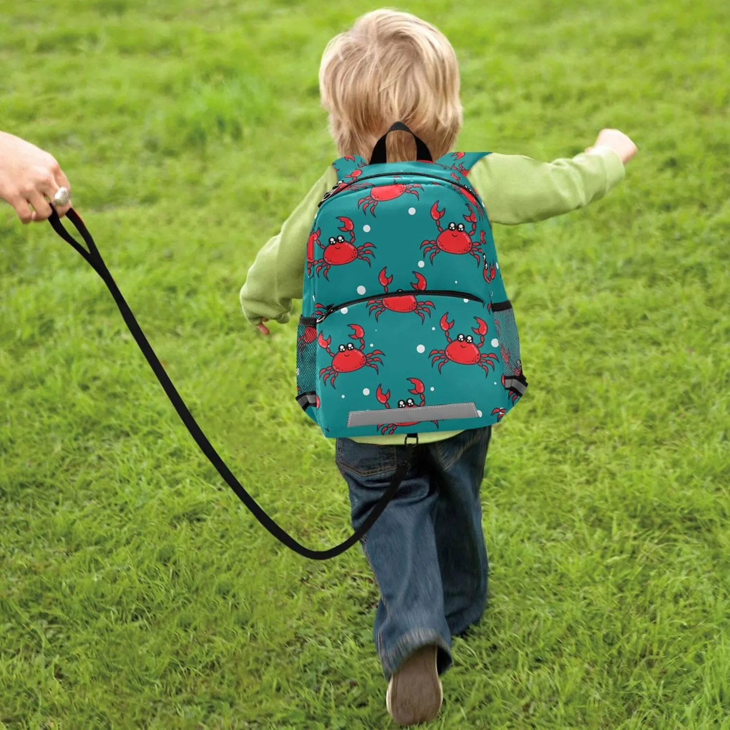 Fisyme Cute Crab Backpack Schoolbag Kids Daypack Toddler Travel School Bag Small Mini Backpacks for Kindergarten Preschool Nursery Boys Girls