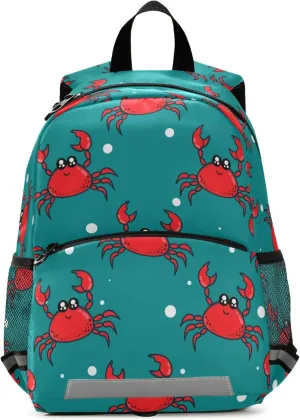 Fisyme Cute Crab Backpack Schoolbag Kids Daypack Toddler Travel School Bag Small Mini Backpacks for Kindergarten Preschool Nursery Boys Girls