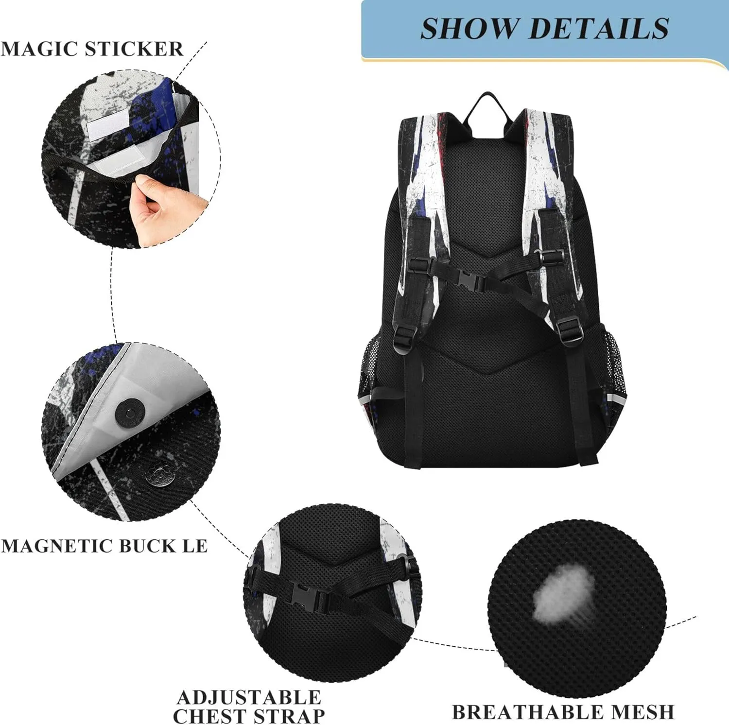Fisyme Hockey Sport School Backpack Laptop Backpack Bags Bookbag Travel Casual Computer Notebooks Daypack