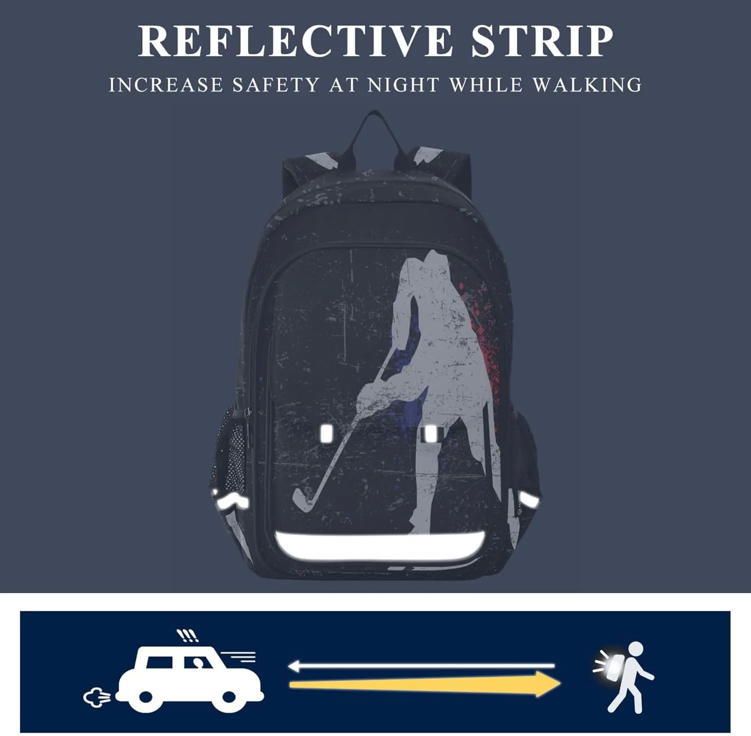 Fisyme Hockey Sport School Backpack Laptop Backpack Bags Bookbag Travel Casual Computer Notebooks Daypack