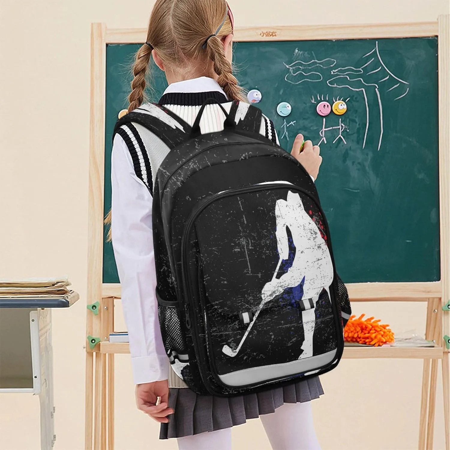 Fisyme Hockey Sport School Backpack Laptop Backpack Bags Bookbag Travel Casual Computer Notebooks Daypack