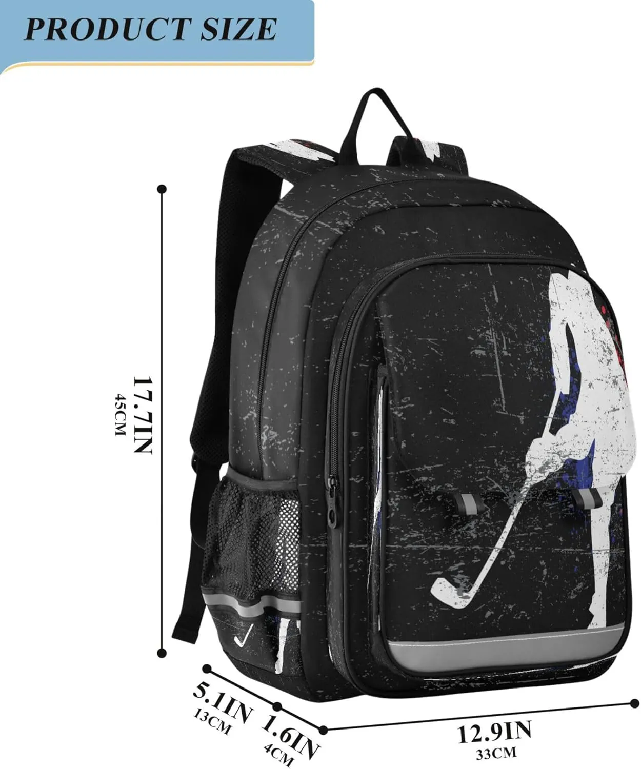 Fisyme Hockey Sport School Backpack Laptop Backpack Bags Bookbag Travel Casual Computer Notebooks Daypack