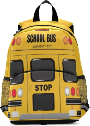 Fisyme School Bus Backpack Schoolbag Kids Daypack Toddler Travel School Bag Small Mini Backpacks for Kindergarten Preschool Nursery Boys Girls