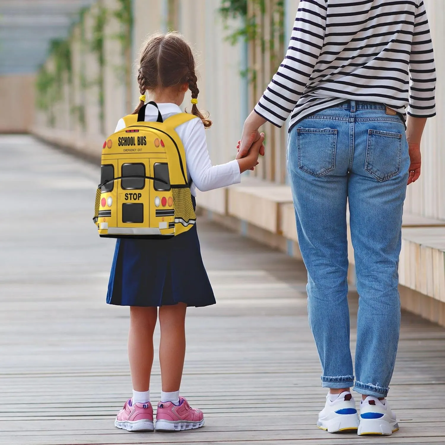 Fisyme School Bus Backpack Schoolbag Kids Daypack Toddler Travel School Bag Small Mini Backpacks for Kindergarten Preschool Nursery Boys Girls