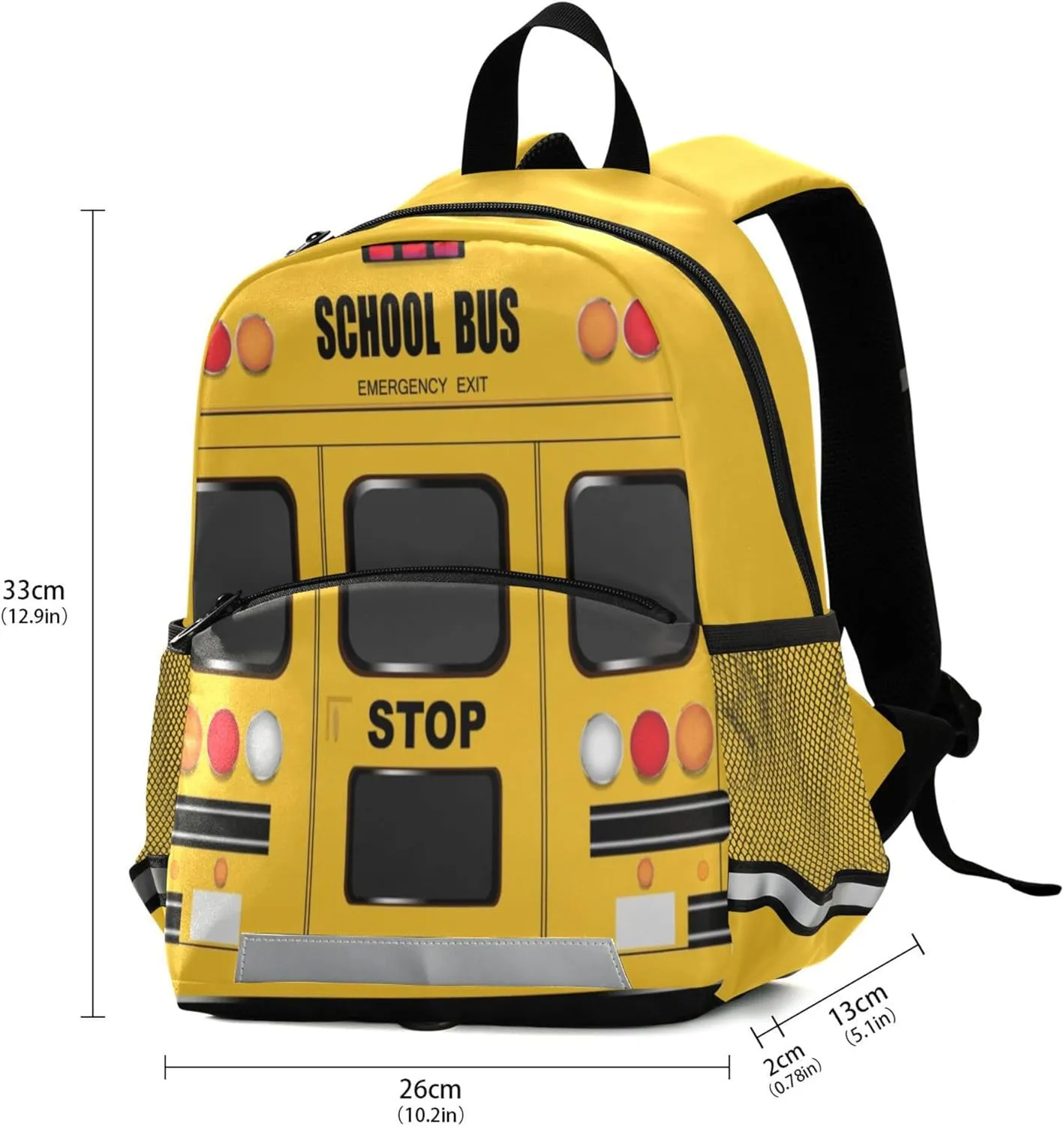 Fisyme School Bus Backpack Schoolbag Kids Daypack Toddler Travel School Bag Small Mini Backpacks for Kindergarten Preschool Nursery Boys Girls