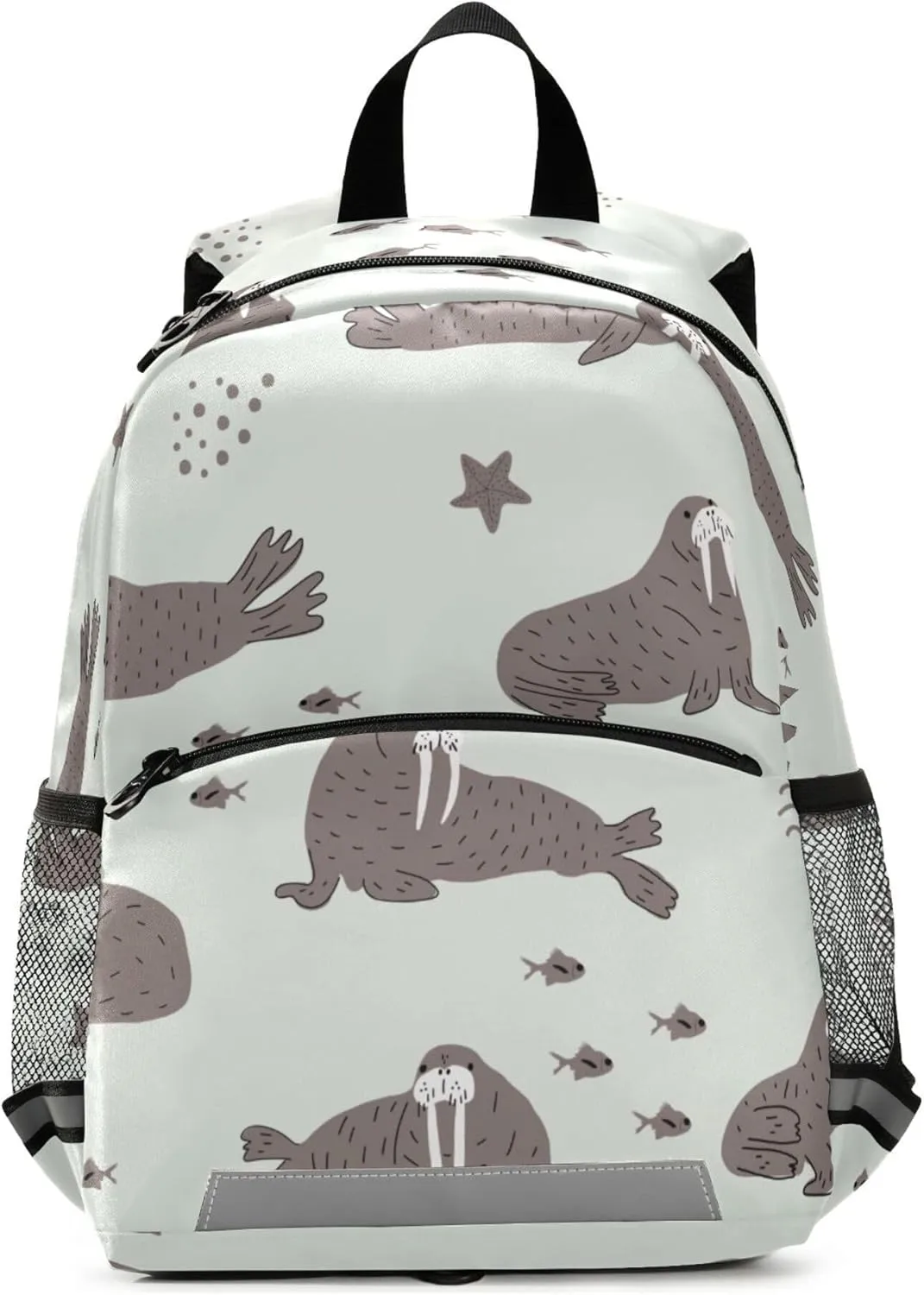 Fisyme Sea Walrus Winter Backpack Schoolbag Kids Daypack Toddler Travel School Bag Small Backpacks for Kindergarten Preschool Boys Girl