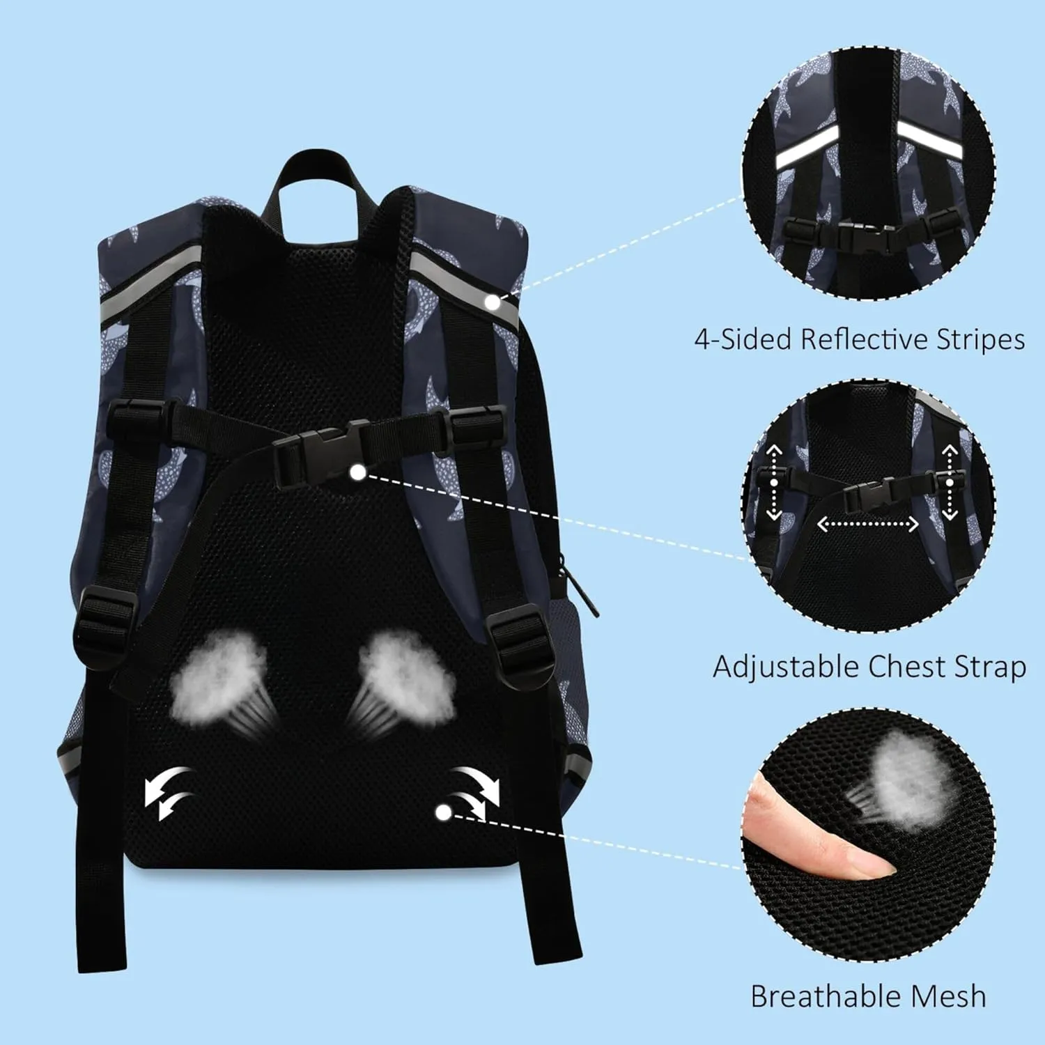 Fisyme Sea Whale Sharks Backpack Schoolbag Kids Daypack Toddler Travel School Bag Small Mini Backpacks for Kindergarten Preschool Nursery Boys Girls