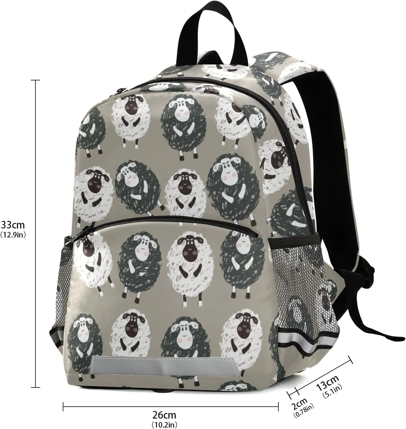 Fisyme Sheep Funny Cartoon-image Backpack Schoolbag Kids Daypack Toddler Travel School Bag Small Mini Backpacks for Kindergarten Preschool Nursery Children Boys Girls with Chest Strap