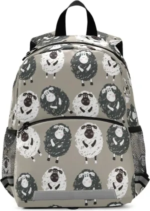 Fisyme Sheep Funny Cartoon-image Backpack Schoolbag Kids Daypack Toddler Travel School Bag Small Mini Backpacks for Kindergarten Preschool Nursery Children Boys Girls with Chest Strap