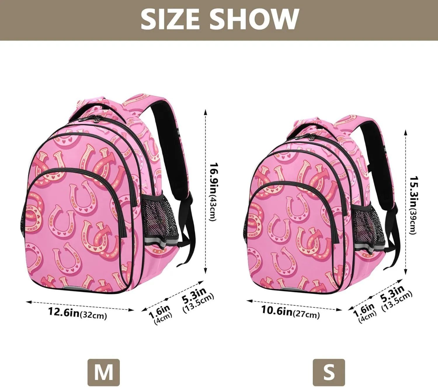 Fisyme Western Cowgirl Horseshoe Backpack Laptop Back Pack Daycare Bag Bookbag Travel School Backpacks Medium