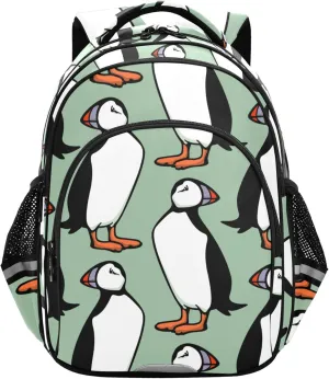 Fisyme Winter Cute Puffins Backpack Laptop Back Pack Daycare Bag Bookbag Travel School Backpacks Small