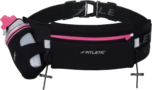 Fitletic Hydration Running Belt With 12oz Quick Flow Water Bottle For Men & Women –Race Belt, Gel Holder & Bib Toggles Patented Bounce Free Design, Water Resistant Fits All Phones –Fully Loaded