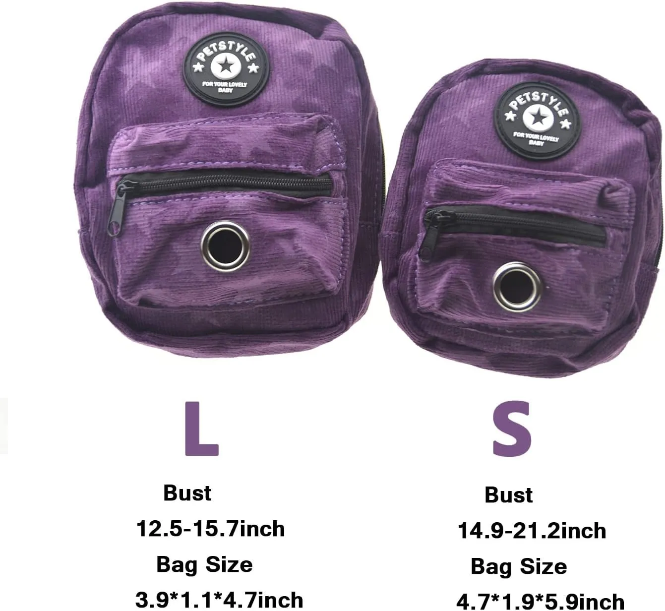 FLAdorepet Dog Backpack Harness with Leash, Dog Poop Bag Dispenser, Pet Self Carrier Adjustable Travel Hiking Walking Harness Backpack for Small Medium Dogs (S((Fit:5-10lb) Purple)