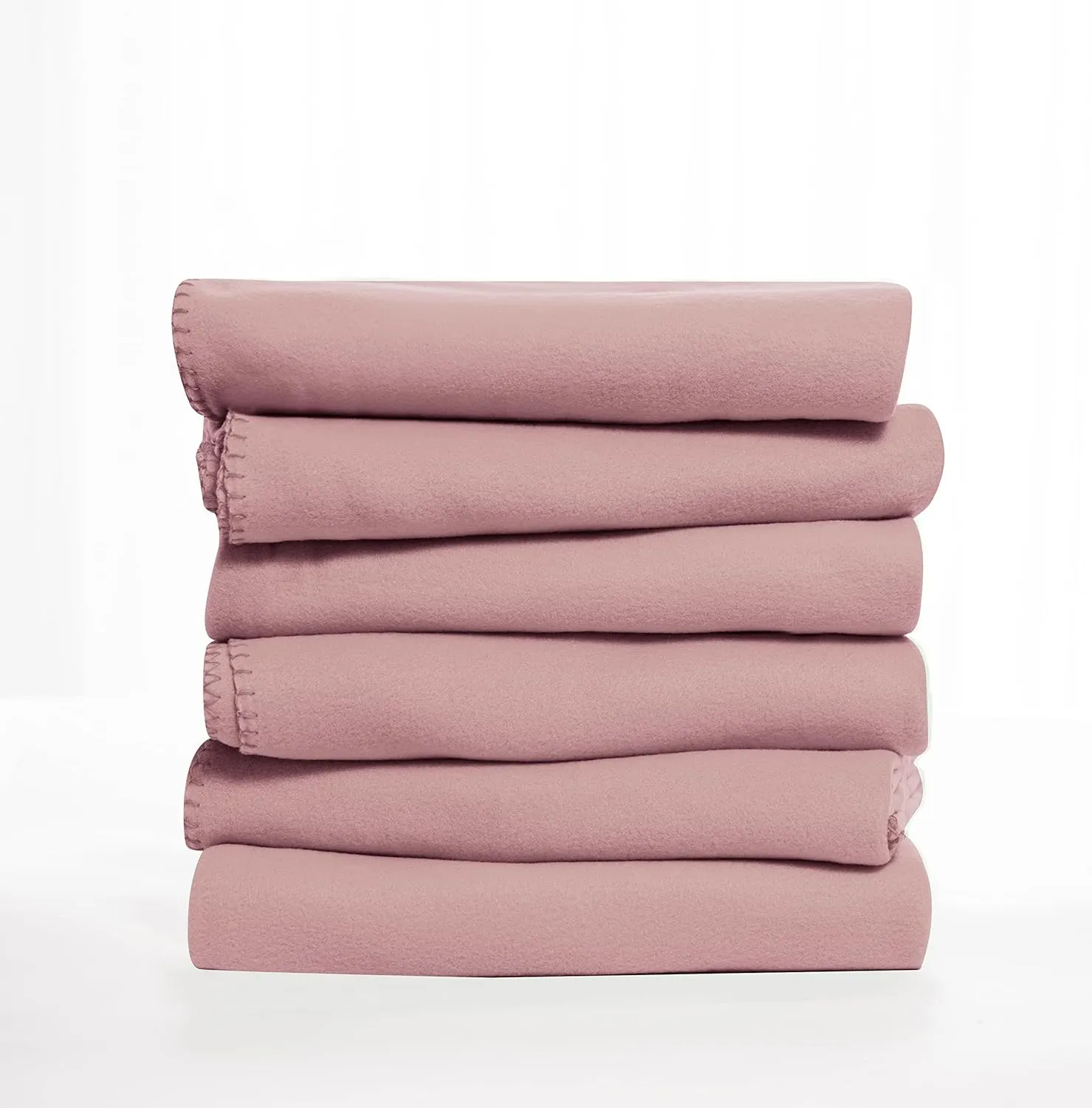 Fleece Throw Blanket Set Bulk for Travel Kids Outdoor Wedding Pet (Pink, Pack of 6 50x60 Inches)