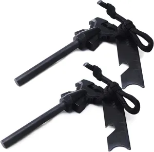 Flint and Steel Fire Starter Kit - Premium Ferro Rod and Magnesium Stick with Tinder Hemp Rope - Portable Fire Starter Survival Tool for Campfires/Camping/Bushcraft/Hiking and Emergency Rescue.