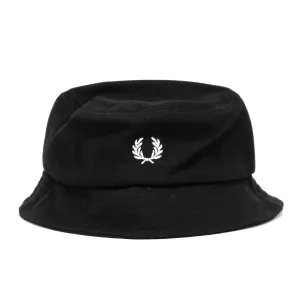 Fred Perry Pique Cotton Black Bucket Hats